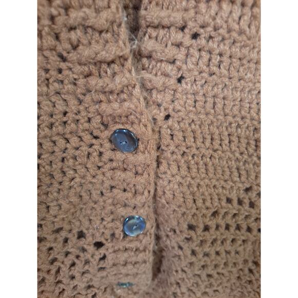 HandMade Hand Knit Orange Button Up Cardigan - Picture 4 of 5